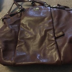 Brown leather coach bag